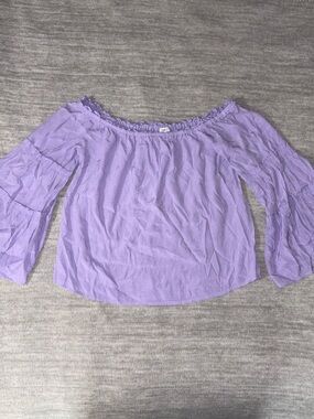Rue21 Lavender Off-Shoulder Bell Sleeve Top